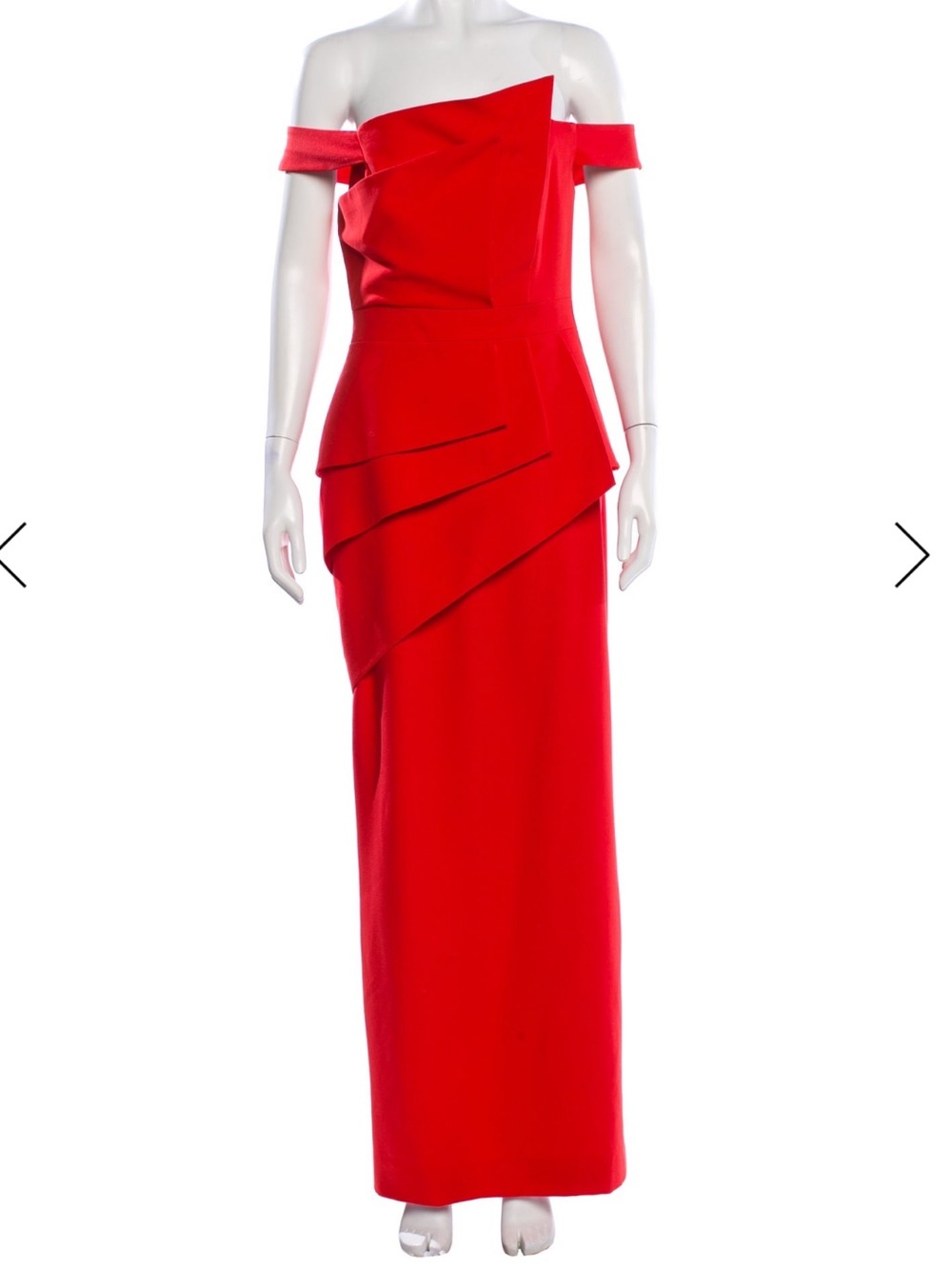 Black Halo Red Off-Shoulder Draped Maxi Dress